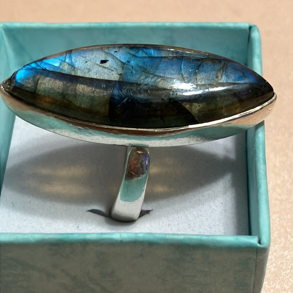 Labradorite Sterling Silver Adjustable Ring - image 2